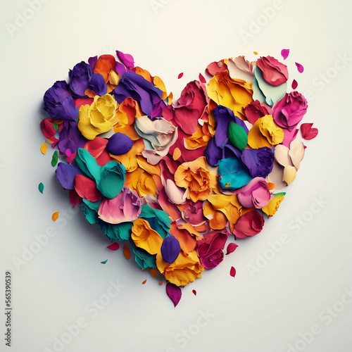 Serce z płatków róż, dzień zakochanych, miłość