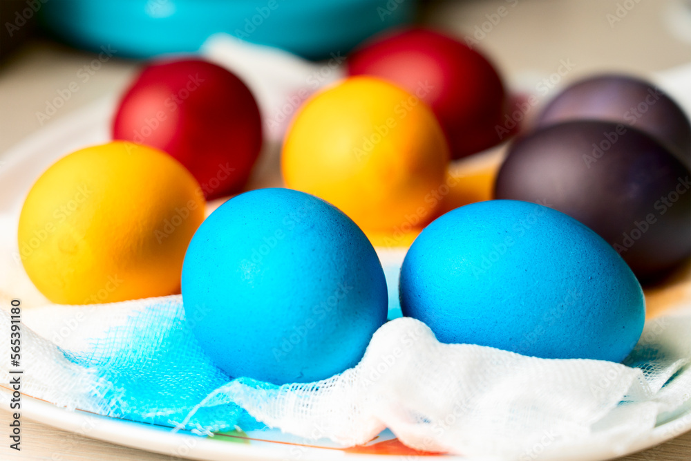 Painted eggs on the table after painting, a symbol of Easter, eggs Painted eggs on the table after painting, a symbol of Easter, eggs