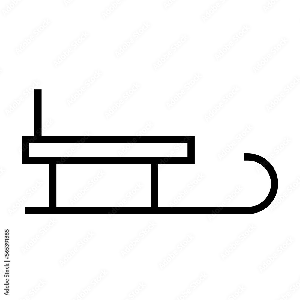 Sleigh icon line isolated on white background. Black flat thin icon on modern outline style. Linear symbol and editable stroke. Simple and pixel perfect stroke vector illustration Sleigh icon line isolated on white background. Black flat thin icon on modern outline style. Linear symbol and editable stroke. Simple and pixel perfect stroke vector illustration