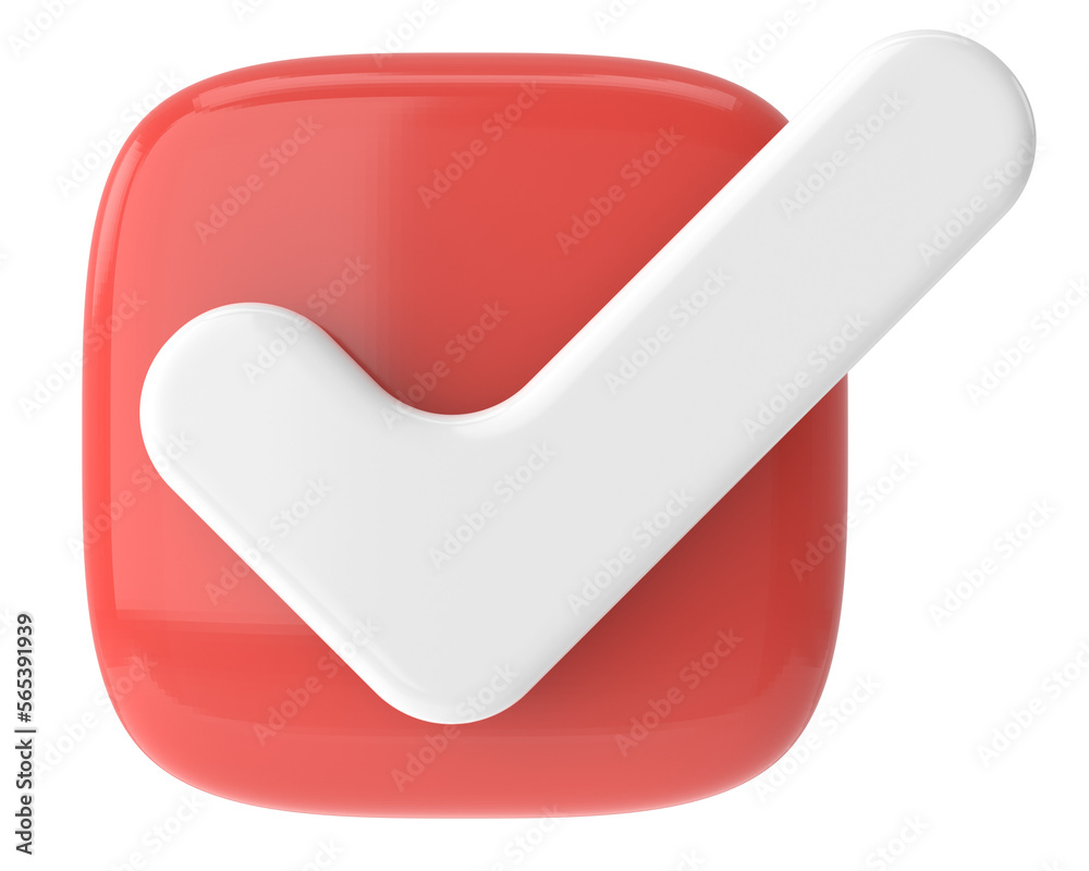 Check mark. Checkbox. 3D illustration. Check mark. Checkbox. 3D illustration.