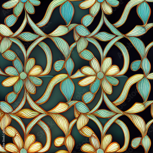 green and yellow floral pattern with leaves