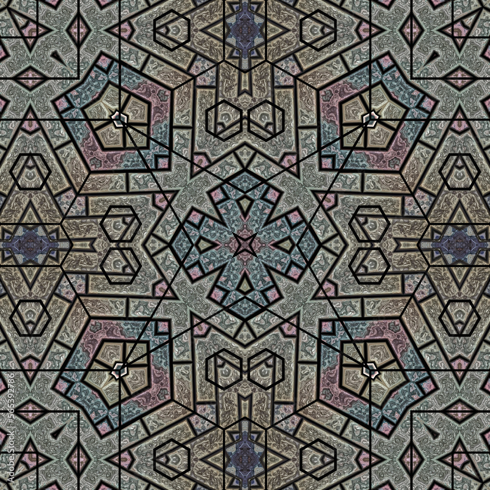 3d effect - abstract kaleidoscopic geometric pattern 