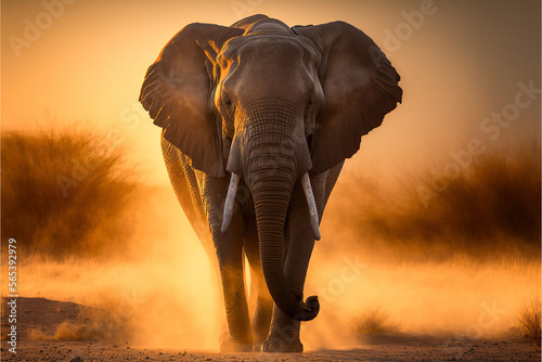 Elefant im goldenen Licht