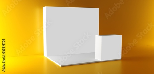 Fotografie Blank white trade exhibition booth system stand
