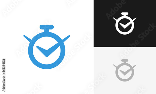 check time logo, clock logo, time logo icon design vector