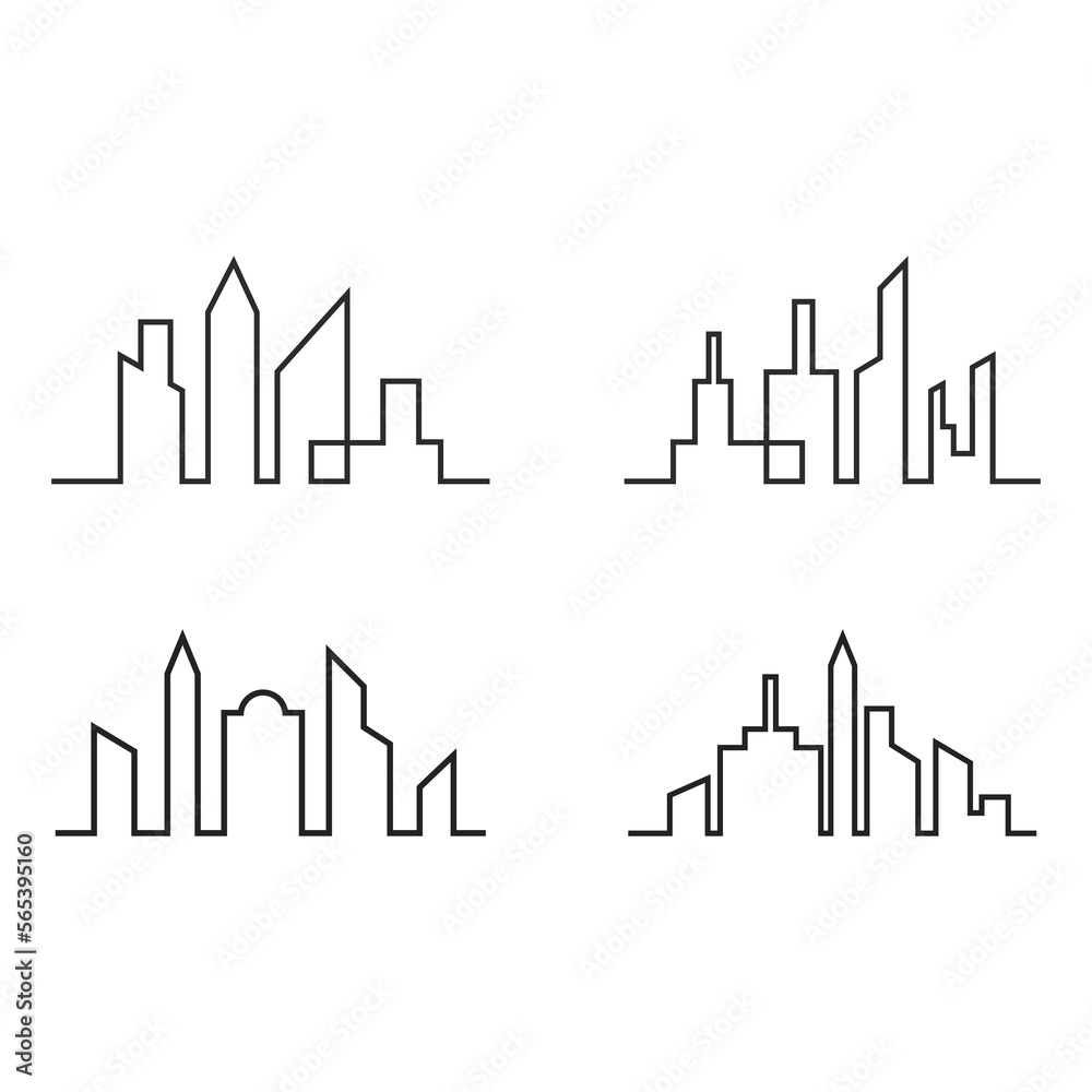 Vector Modern City Skyline Logo Template.
