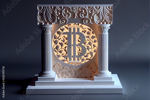 bitcoin paper cut style illustration made with generative ai, decoration, token photo