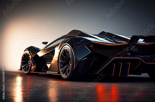 Sport Hypercar on the street with neon lights