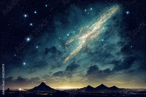 Christmas Starry Sky Scene illustration Generative AI Content by Midjourney