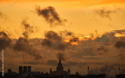 sunset over the city