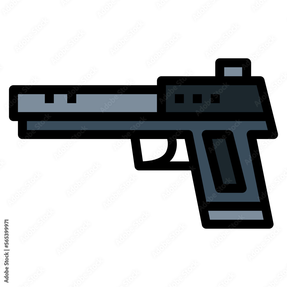 handgun filled outline icon style
