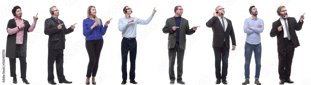 group of business people with microphone isolated group of business people with microphone isolated