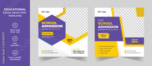 School education admission promotional social media post & web banner template