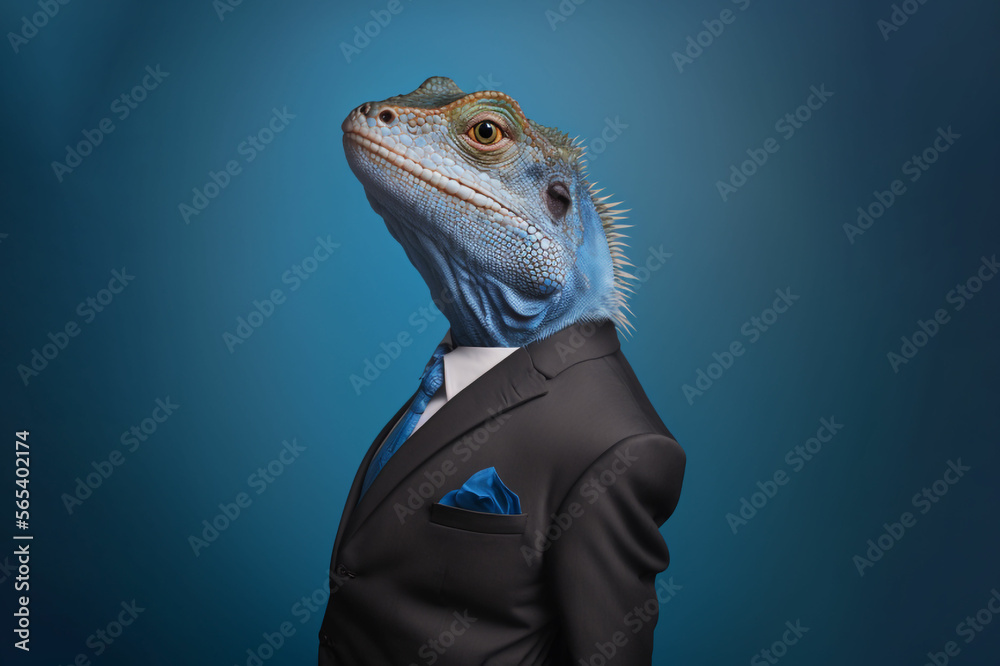 Portrait of a Lizard dressed in a formal business suit