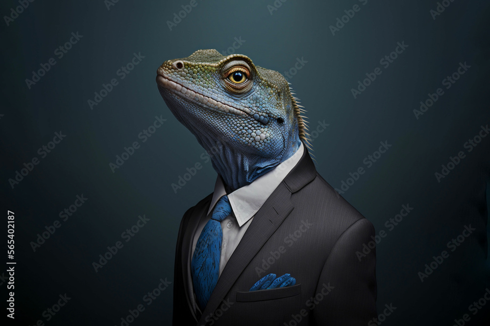 Portrait of a Lizard dressed in a formal business suit Portrait of a Lizard dressed in a formal business suit