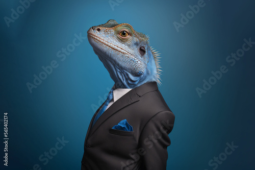 Portrait of a Lizard dressed in a formal business suit photo