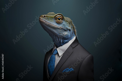 Portrait of a Lizard dressed in a formal business suit photo