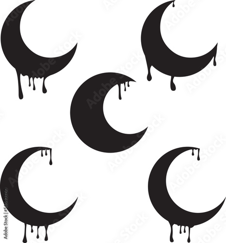 Moon drips  paint, Drips set icon, SVG Vector