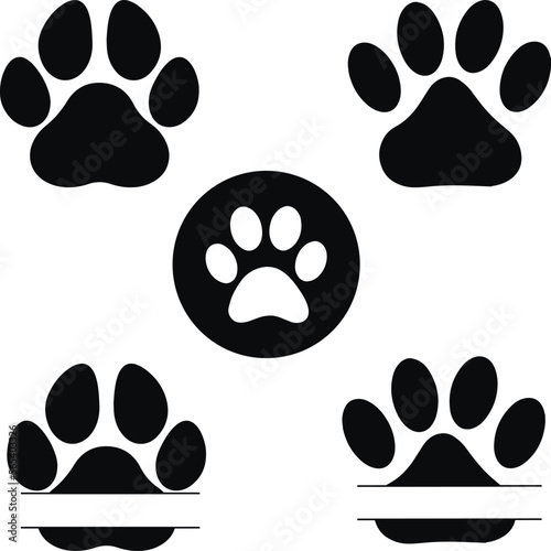 Paw prints design set icon, SVG Vector