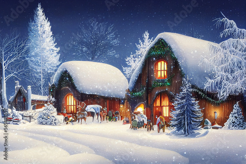 Wallpaper Mural Beautiful winter house and christmas tree on the mountain Generative AI Content by Midjourney Torontodigital.ca