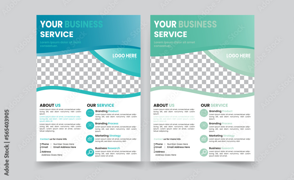 Business poster or flyer pamphlet brochure design layout space for photo background. 2 Business flyer template for Business agency
