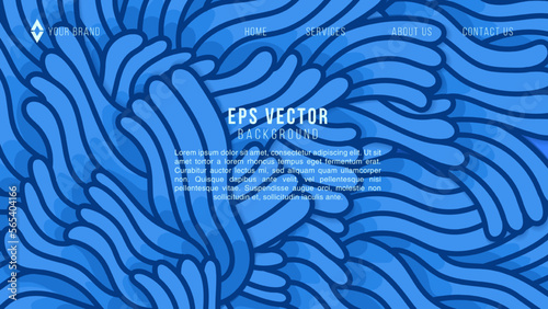 Abstract blue doodles background. Colour shapes pattern. Vector Illustration for website, landing page, web page