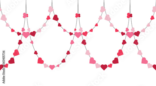Garland with hearts for Valentine's Day or wedding. Flat style vector illusration