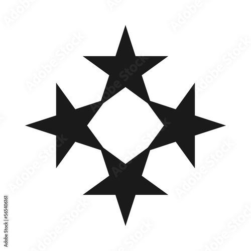 Four Stars Cross Hollow Shape Icon