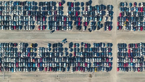 Wallpaper Mural Aerial view of auction reseller company big parking lot with parked cars ready for remarketing services. Sales of secondhand vehicles Torontodigital.ca