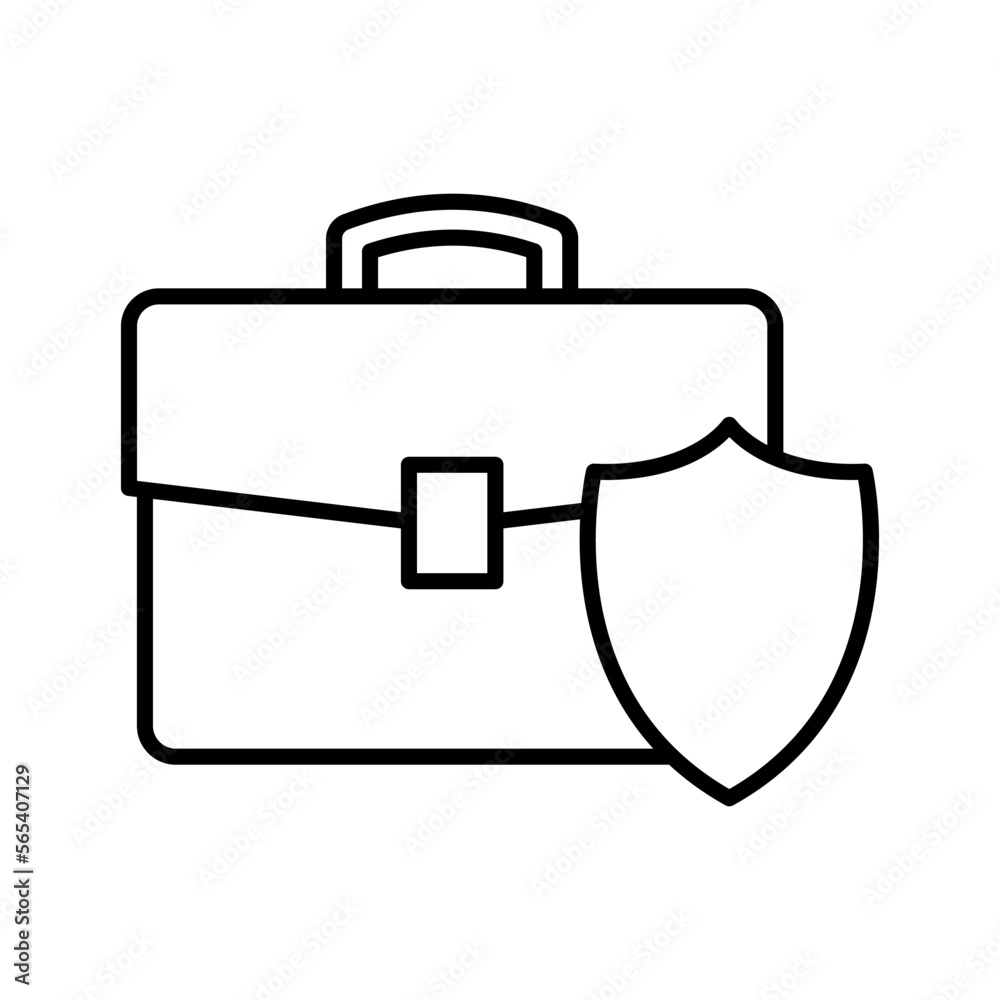 Briefcase with shield. Business protection icon. Vector Briefcase with shield. Business protection icon. Vector