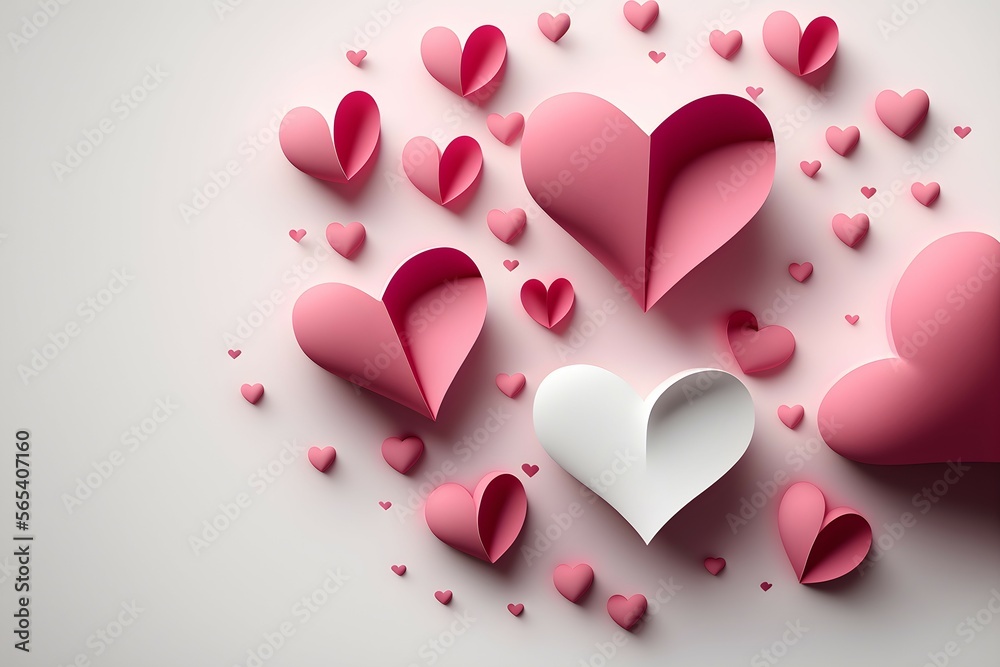 Hearts pink background for valentine's day concept.Ai generated