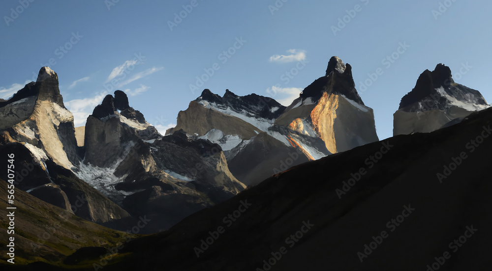 Torres De La Paine - Hyper-realistic Illustration