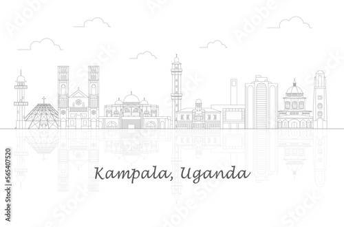 Outline Skyline panorama of city of Kampala, Uganda - vector illustration