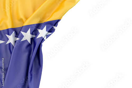 Photos Flag of Bosnia and Herzegovina in the corner on white background