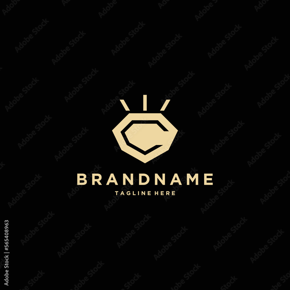 Abstract initial letter C crown diamond shape logo design template Abstract initial letter C crown diamond shape logo design template