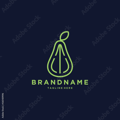 Abstract initial letter T avocado shape logo design template