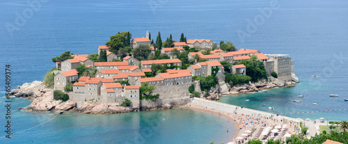 Fototapeta Naklejka Na Ścianę i Meble -  Luxury islet-hotel Sveti Stefan that is near Budva in Montenegro.