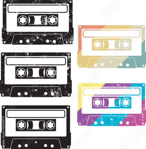 Vintage Cassette Tapes on white background