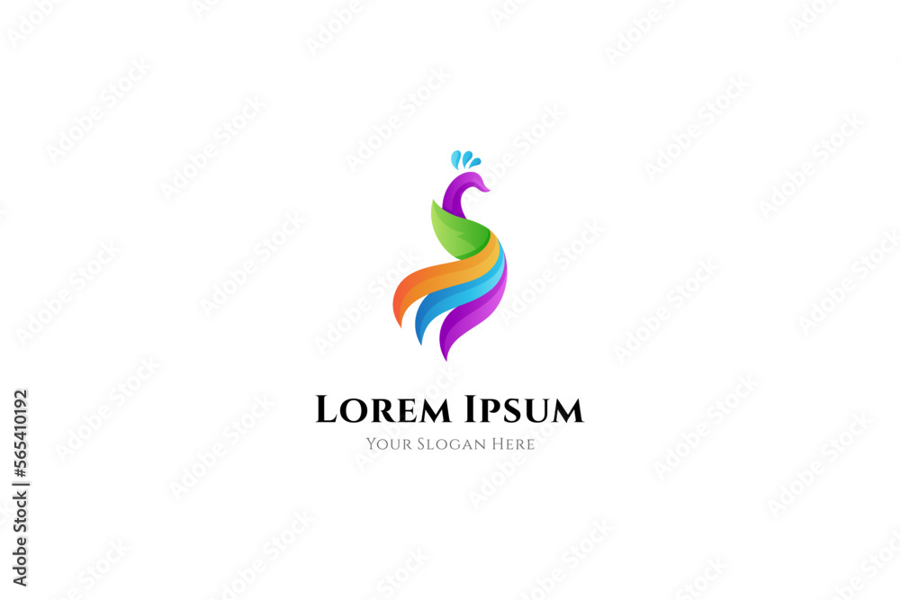 Obraz premium peacock logo with colorful design
