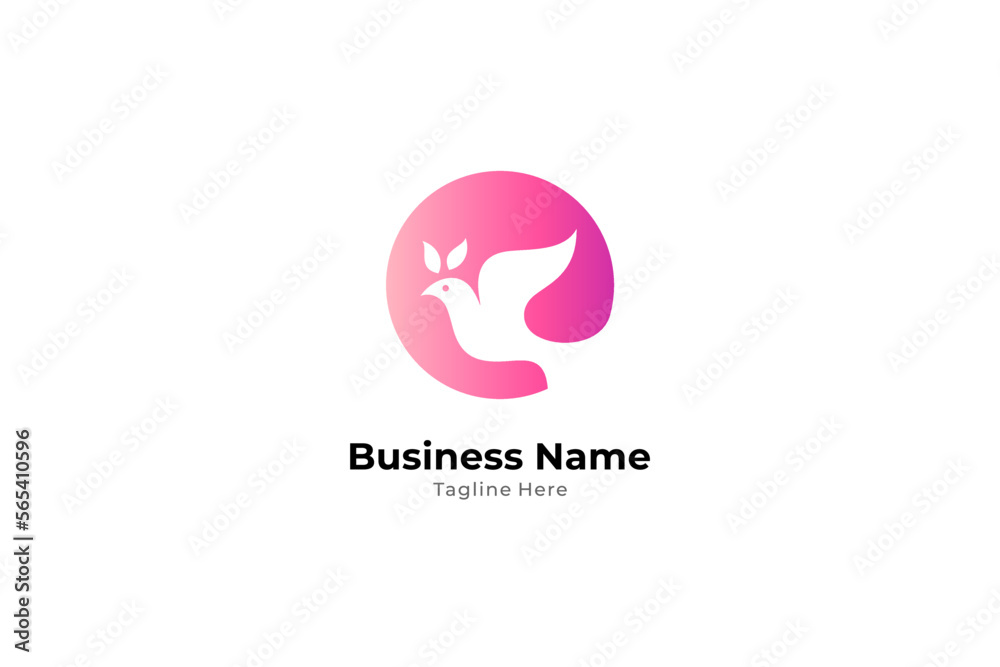 Pigeon logo, symbol of affection with circle shape logo design