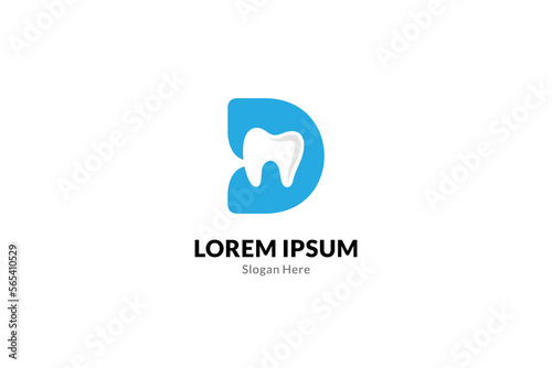uppercase d with the shape of a tooth suitable for dental health clinics, dentists, dental care and others