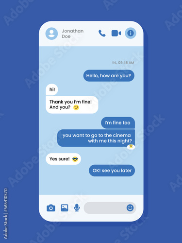 Social media design concept. Sms template bubbles for compose dialogues. Message smartphone template. Message bubbles chat on smartphone icons. Phone chatting sms template bubbles. Modern vector illus