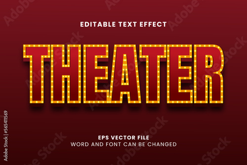 Retro Vintage Theater Lightbulb 3D Editable Vector Text Effect