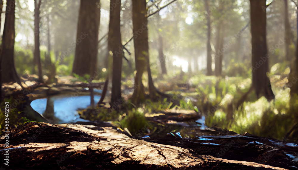 Obraz premium Forest landscape created with Generative AI technology