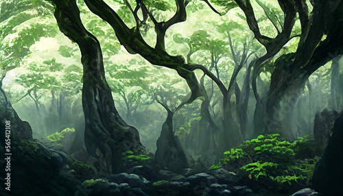 Forest landscape created with Generative AI technology