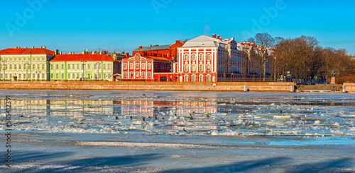 St. Petersburg Russia ice drift on the Neva river photo