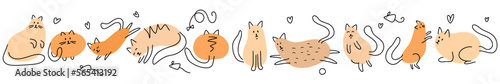 Vector collection of cats drawn by hand in doodle style