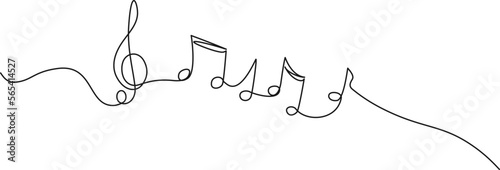 Fényképezés continuous single line drawing of music notes and treble clef, abstract sheet mu