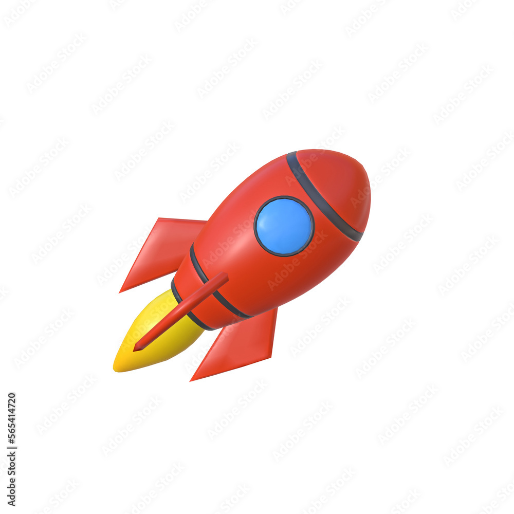 Red Rocket 3d icon render on a transparent background Red Rocket 3d icon render on a transparent background