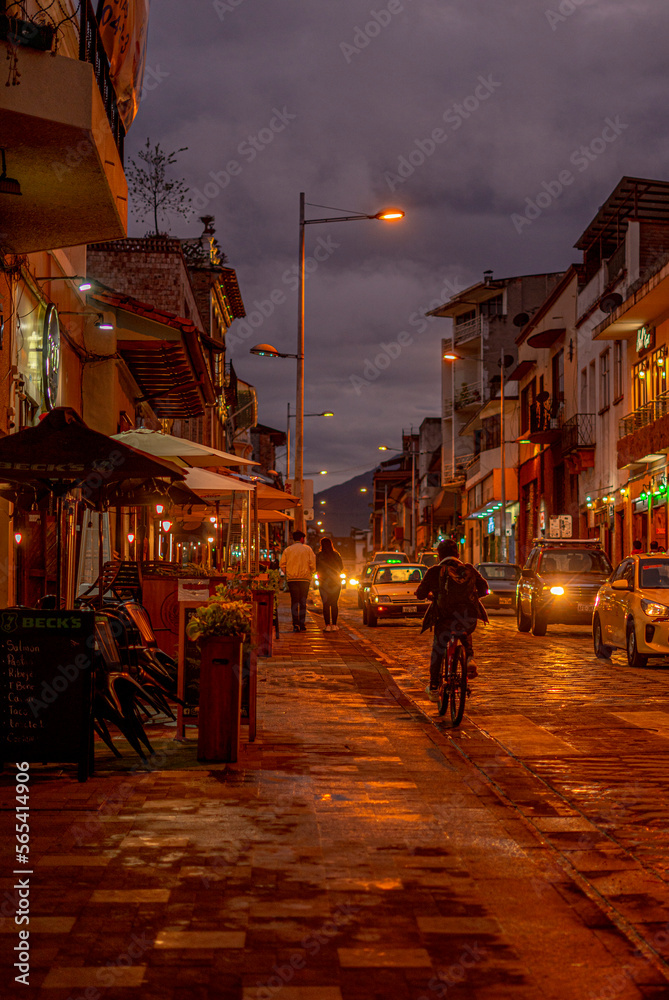 Cuenca tourist city at night in its streets and its churches